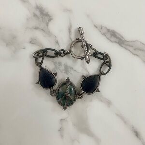 Lucky Brand double faced bracelet with stone and wood